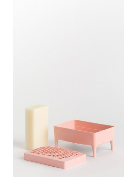 Jabonera de plástico reciclado rosa