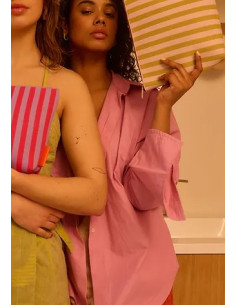 POUCH NECESER RAYAS VERDE Y ROSA