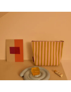 POUCH NECESER RAYAS VERDE Y ROSA 2