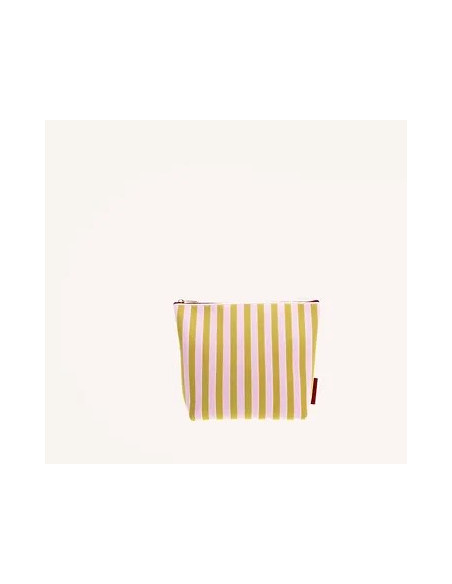 POUCH NECESER RAYAS VERDE Y ROSA