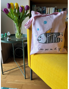 TOTE BAG COMO PEZ EN EL AGUA ROSA