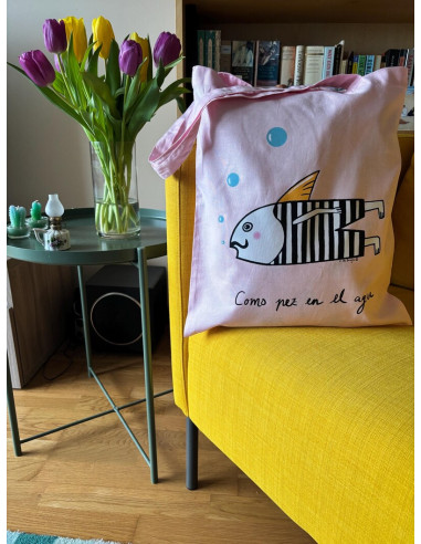 TOTE BAG COMO PEZ EN EL AGUA ROSA