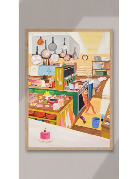 LÁMINA GATO EN LA COCINA