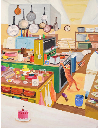 LÁMINA GATO EN LA COCINA