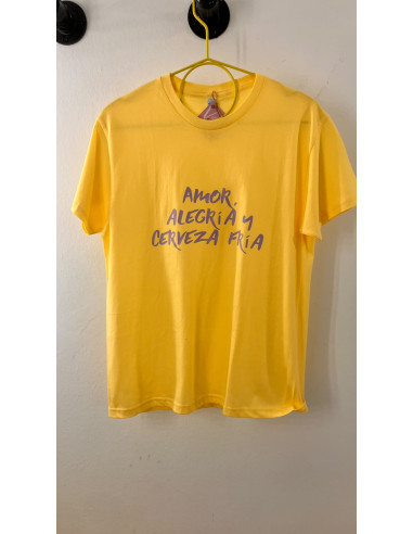 CAMISETA AMOR ALEGRÍA Y CERVEZA FRÍA